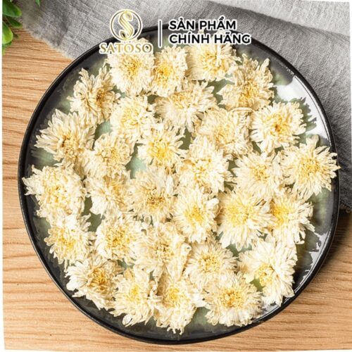 Trà hoa Cúc trắng (Bạch Cúc) sấy nguyên bông Satoso giúp làm đẹp da và giảm nếp nhăn