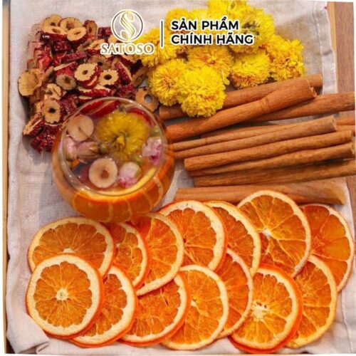 Trà cam quế mix táo đỏ, cúc vàng Satoso giúp cải thiện làn da, làm mềm da và giảm nếp nhăn