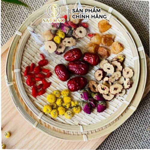 Trà dưỡng nhan 6 vị Satoso hỗ trợ làm đẹp da, giảm căng thẳng và cải thiện giấc ngủ