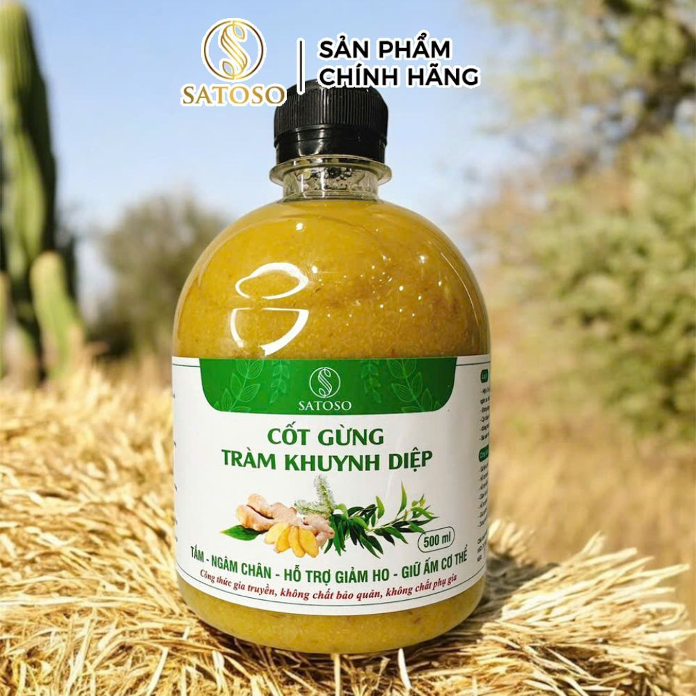 Cốt Gừng Tràm Khuynh Diệp Satoso 500ml- Pha Tắm Bé, Ngâm Chân, Giữ Ấm