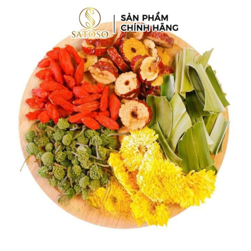 Trà an thần ngũ vị nụ hoa tam thất kết hợp táo đỏ, kỷ tử, lá dứa, hoa cúc SATOSO