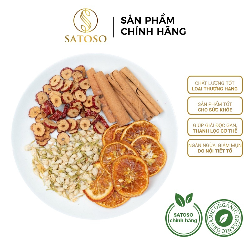 Trà Cam Quế mix táo đỏ, hoa nhài giúp giữ ấm cơ thể, tăng sức đề kháng SATOSO