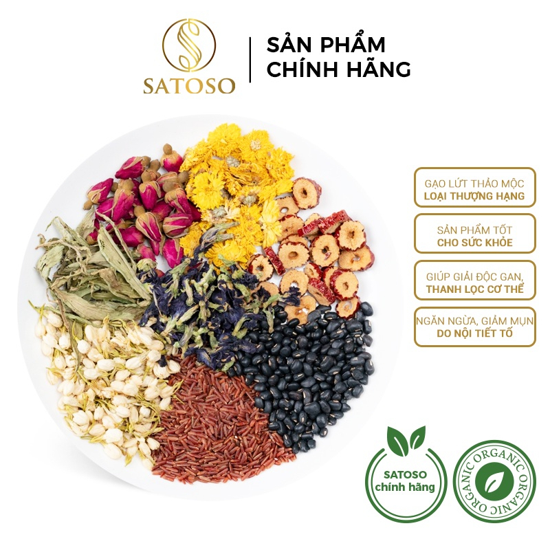 Trà Gạo Lứt Mix 7 Vị giúp thanh nhiệt cơ thể, giảm mụn nội tiết SATOSO