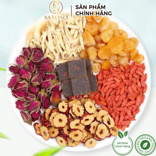 Trà gừng đường nâu mix thảo mộc SATOSO Hỗ Trợ Sức Khoẻ