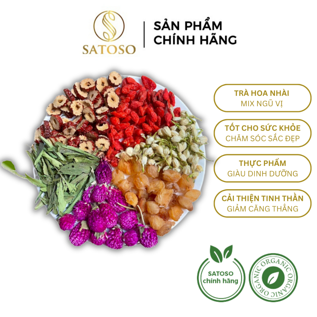 Trà hoa nhài mix ngũ vị dưỡng tâm, thanh nhiệt tốt cho sức khỏe SATOSO - Ảnh 2