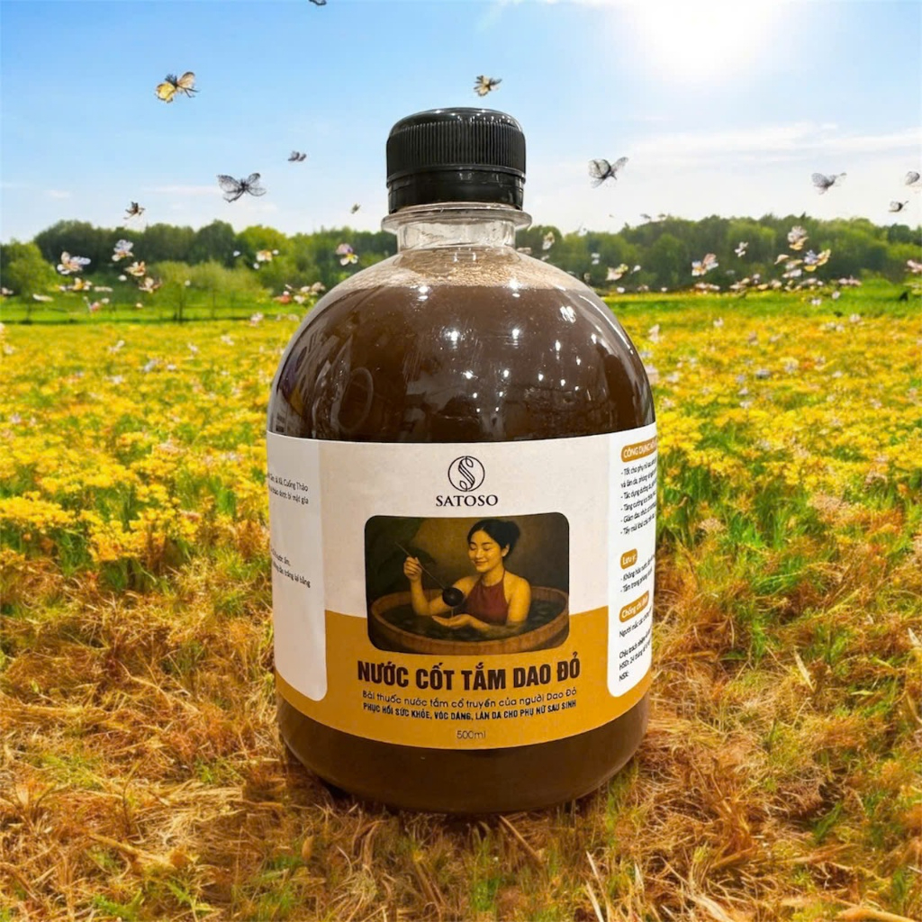 Nước Tắm Dao Đỏ SATOSO Chăm Sóc Cơ Thể Mẹ Sau Sinh Chai 500ml - Ảnh 2