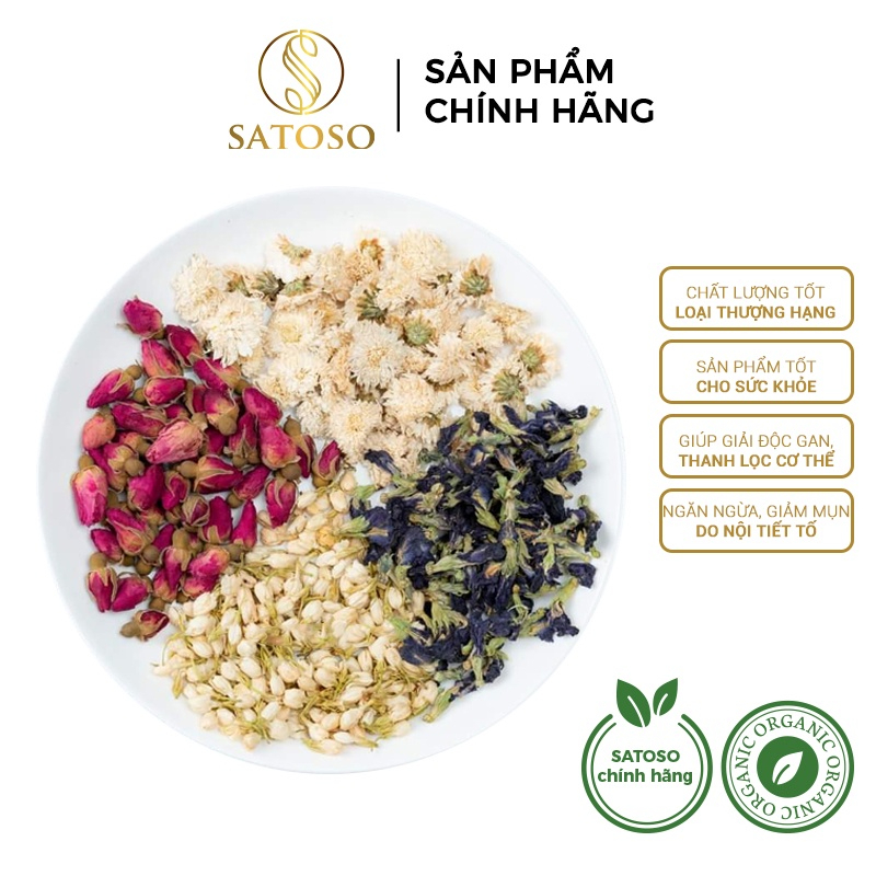 Combo trà thảo mộc SATOSO giúp da đẹp,thanh lọc cơ thể gói 10g - Ảnh 8