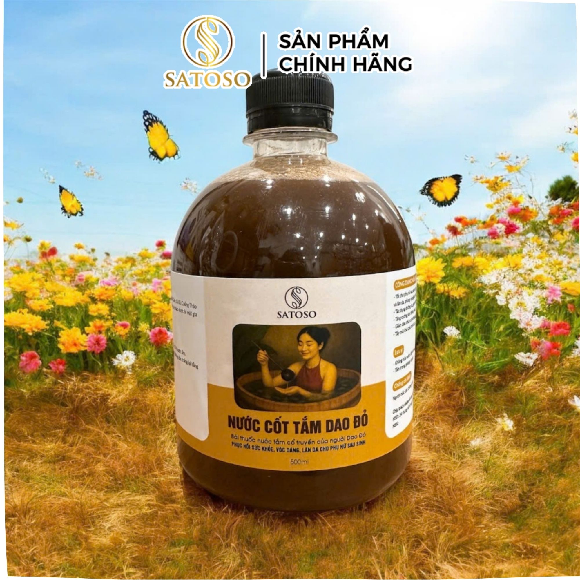 Nước Tắm Dao Đỏ SATOSO Chăm Sóc Cơ Thể Mẹ Sau Sinh Chai 500ml
